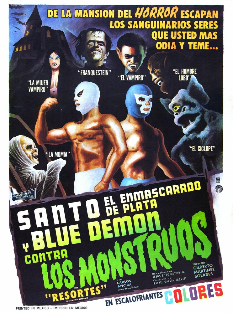 Санто и Блу Демон против монстров (1970) постер